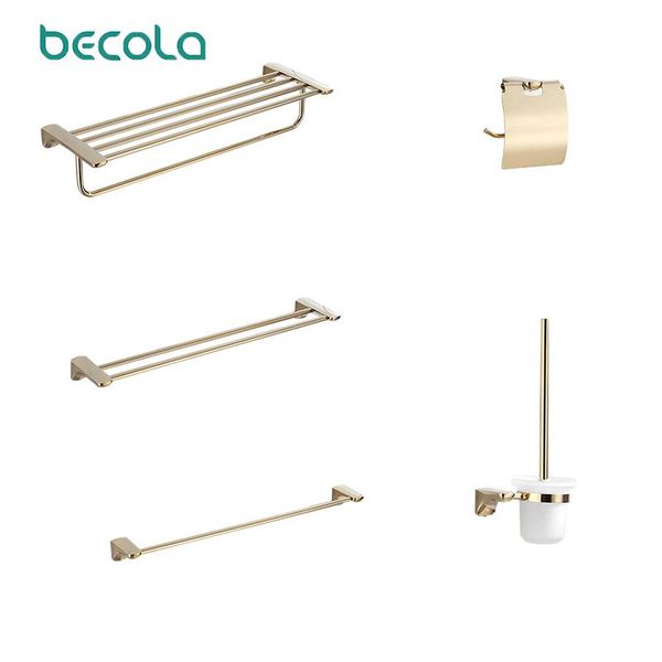 

bathroom hardware accessories towel bar tissue holder toilet brush facilities golden sets becola est bath accessory set