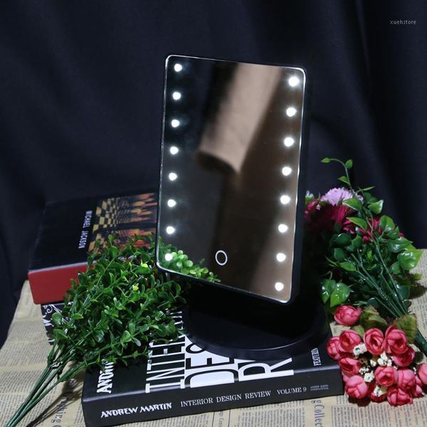 

compact mirrors wholesale 360 degree rotation screen makeup mirror with 16 / 22 led lights professional vanity table deskmake up mirror1