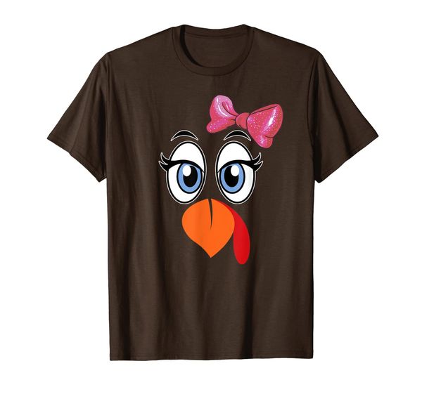 

Cute Pink Bow Turkey Face Thanksgiving Costume T-Shirt, Mainly pictures