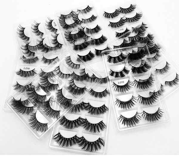

soft light 5 pairs thick false eyelashes set curly crisscross hand made reusable multi-layers 3d fake lashes extension full strip easy to we