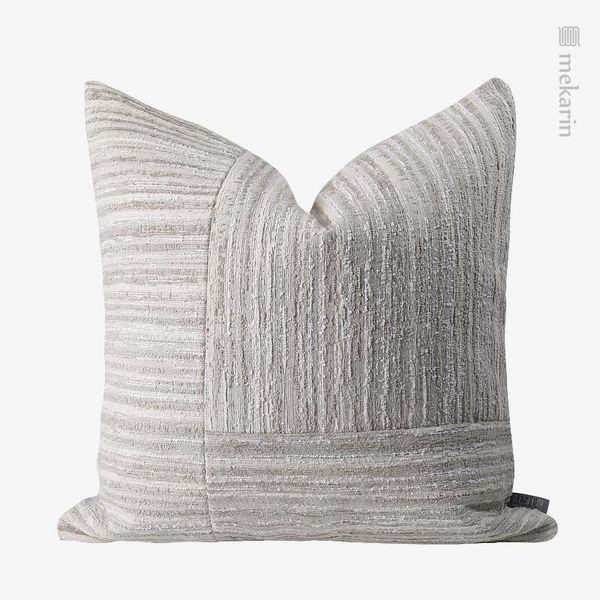 

cushion/decorative pillow original design model room sofa living simple beige texture stripe stitching square seat cushion