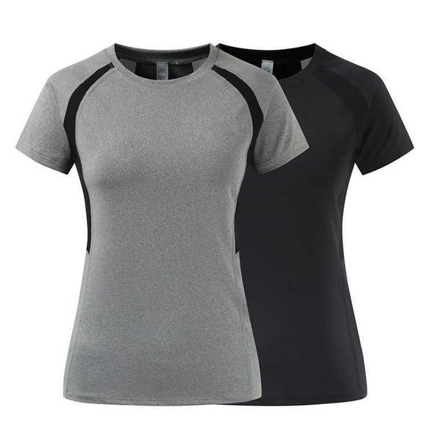 

sports quick 2021 drying t-shirt fitness yoga short sleeve sports dress, Black;white