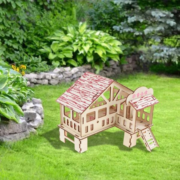 

small animal supplies hamster hideout wooden hut animals double layer villa rat room house cage h056