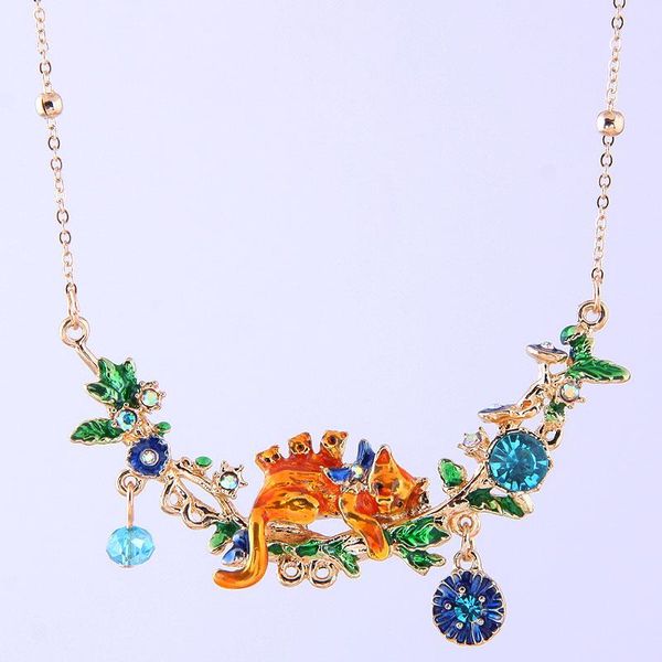 

pendant necklaces european american fashion luxury forest series sweet lovely kitten color contrast versatile temperament necklace, Silver