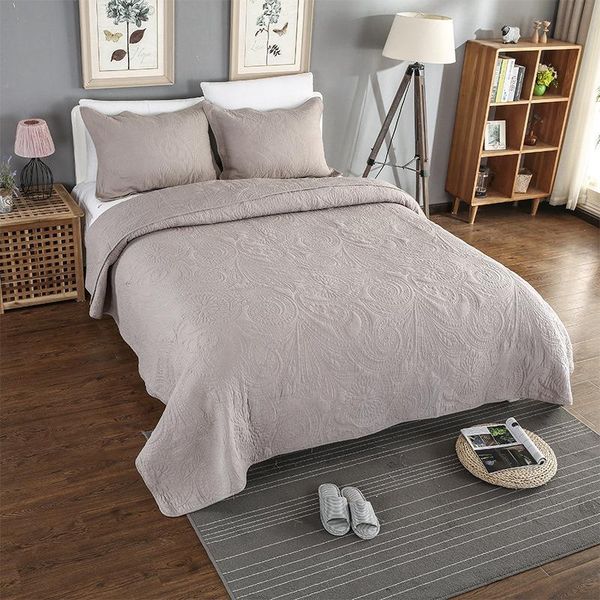 

comforters & sets chausub solid gray quilt set 3pc washable cotton quilts embroidered quilted bedspread bed cover sheets king queen size cov