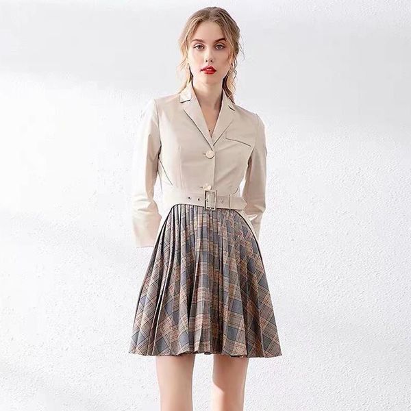 

casual dresses mini dress designer spring autumn women's fashion party vintage elegant long sleeve patchwork pleated, Black;gray