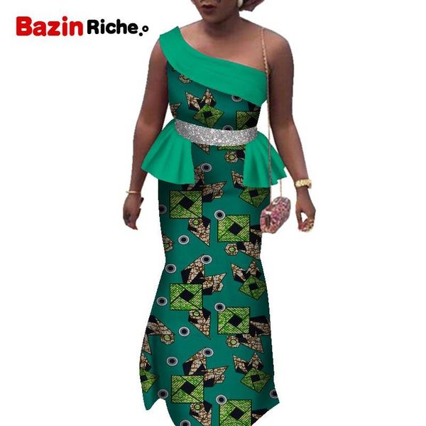 

ethnic clothing african dresses for party elegant lady skirt one pcs women glitter waist dashiki wedding wy5984, Red