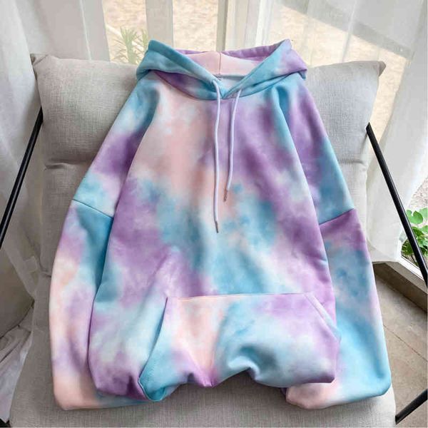 

men's hoodies & sweatshirts hip hop fashion printing tie dyed casual hooded sweatshirt men streetwear wild loose camo hoodie mens, Black