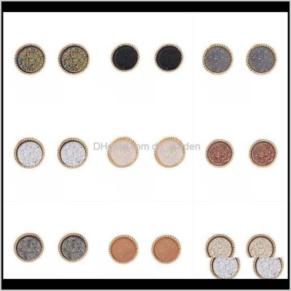 

stud trendy druzy drusy for women statement jewelry scott gold plated round circle stud earrings christmas gifts ear studs 3qjl, Golden;silver