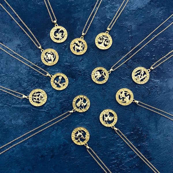 

budrovky 12 horoscope zodiac sign pendant necklace for women men 12 constellations jewelry gift dropshipping wholesaledio chan contact, Silver