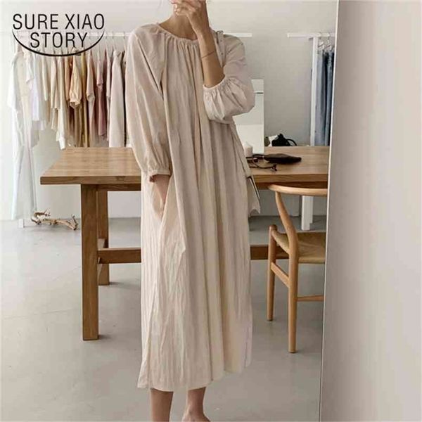 

fashion long sleeve spring dress women loose white harajuku casual plus size cotton party es vestidos 11674 210421, Black;gray