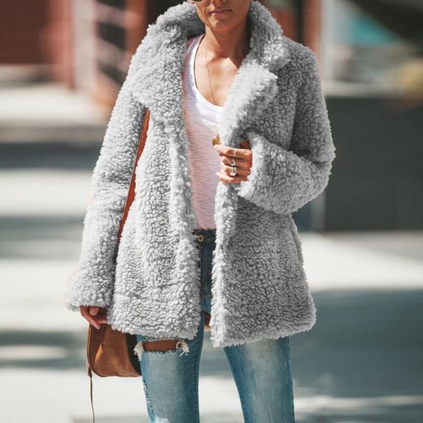 

plush jackets women's outwear fashion turn down collr long sleeves overcoat winter warm female cardigans, Black;brown