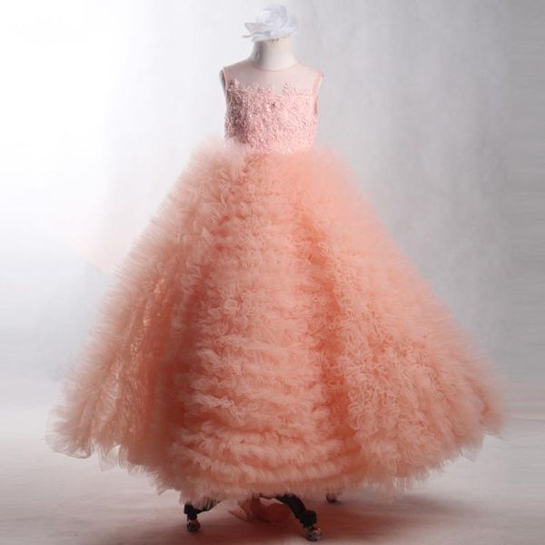 

girl's dresses orange long flower girls for wedding little princess birthday dress party gowns children size 1-14y, Red;yellow