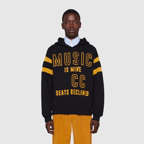 

2021 autumn european made in italy 100th anniversary letter print hoodies luxury fashion men women sweatshirt spring high street pullover ho, Black