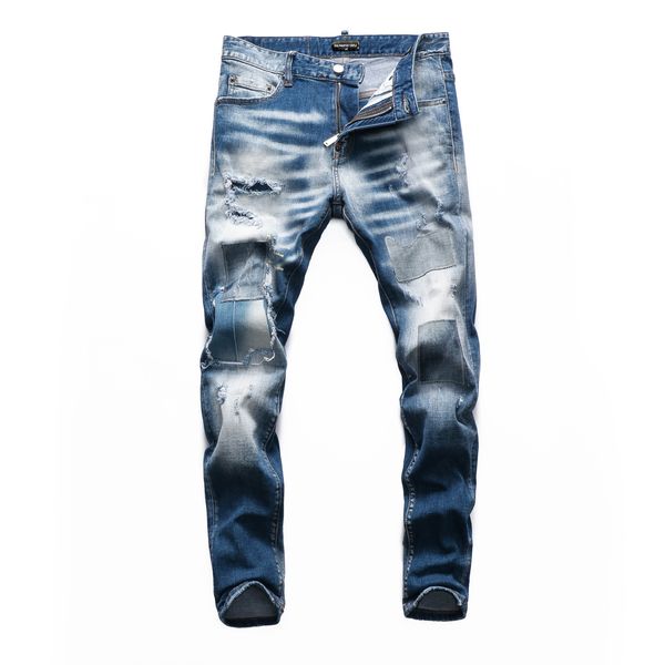 

dsq phantom turtle men's jeans mens italian designer jeans skinny ripped cool guy causal hole denim fashion brand fit jeans men washed, Blue