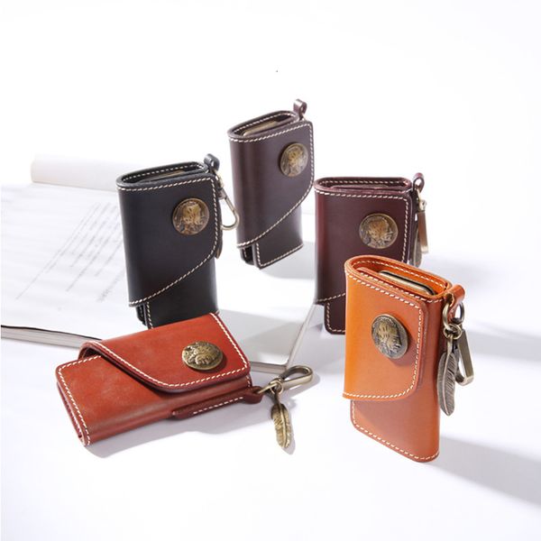 

key packet handmade leather key case for men and women, Red;blue