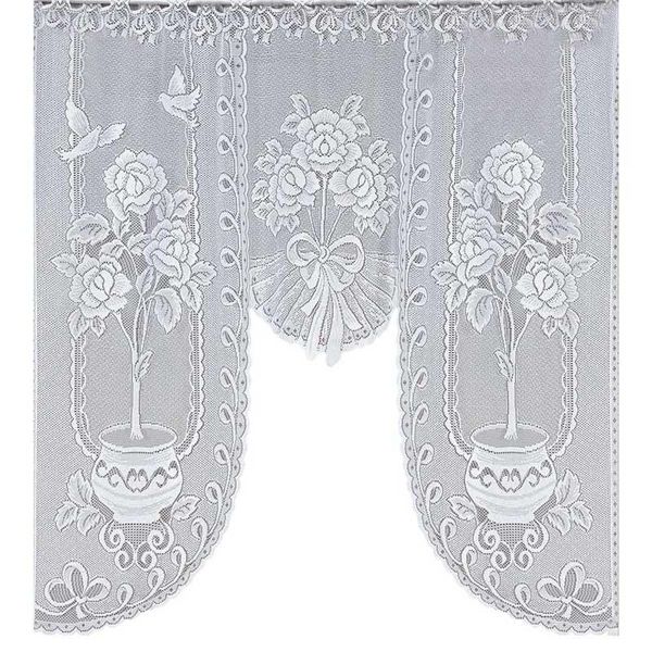 

curtain & drapes european white translucent coffee warp knitted curtains kitchen tulle lace sheer jacquard 105x120cm