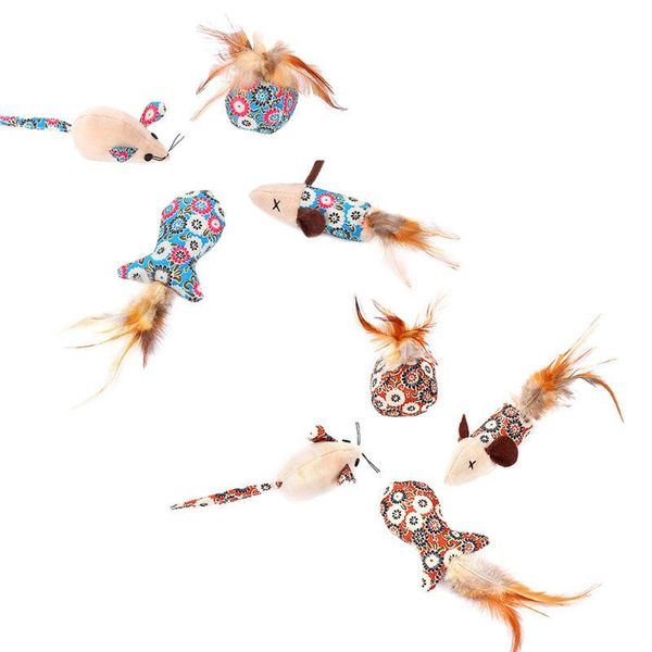 

cat toys 4pcs/lot catnip mouse fish ball feather toy teaser interactive