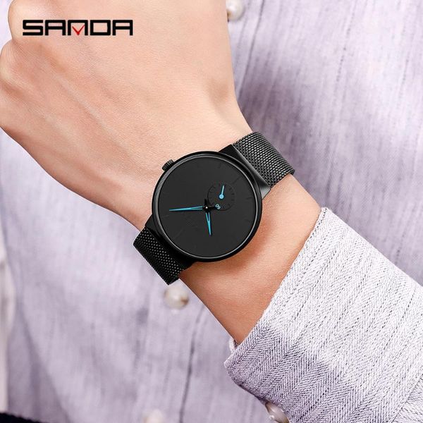 

wristwatches sanda fashion men watch brand casual ultra-thin quartz luxury men's man clock relogio masculino, Slivery;brown