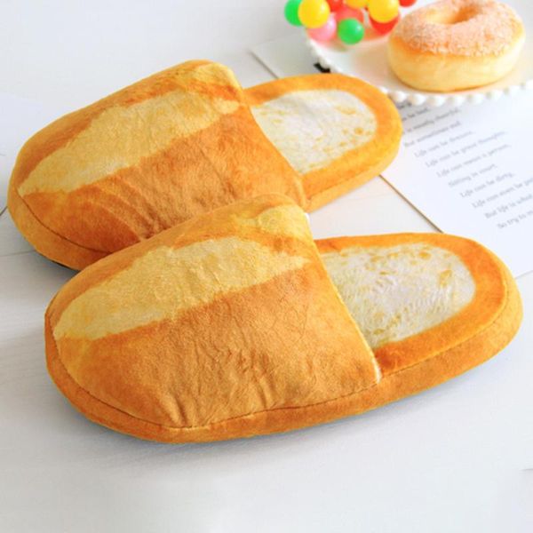 

simulation bread cotton slippers winter home soft bottom non-slip plush warm k2, Black