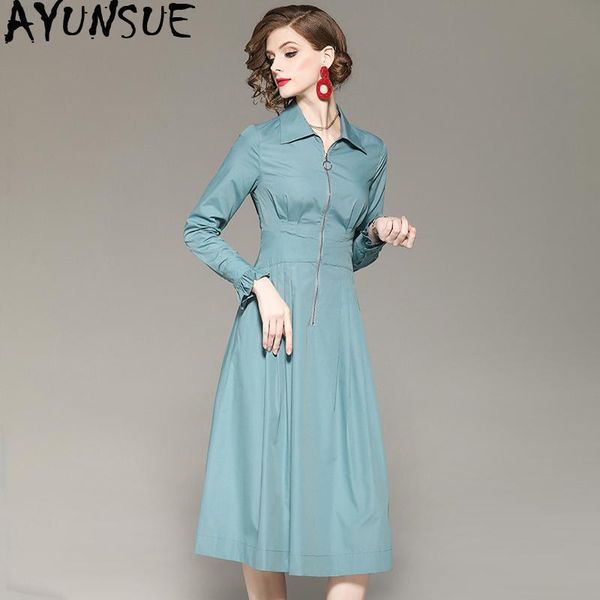 

casual dresses spring autumn shirt dress women clothes 2021 vintage office cotton woman elegant midi ladies vestidos my2450, Black;gray