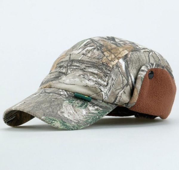 

professional outdoor male ladies bionic camouflage cotton autumn and winter ear warm wind baseball cap h115 hats, Black;white