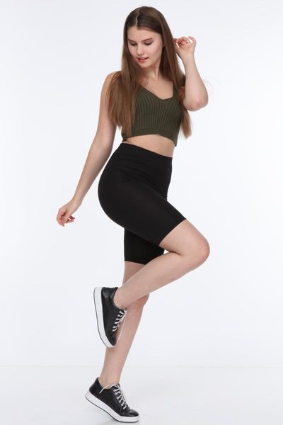 

women's leggings black above knee combed tights 2 pieces 19901