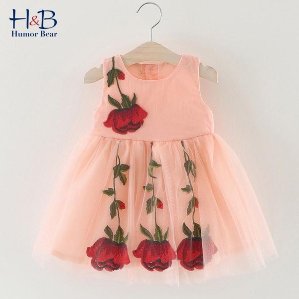 

girl's dresses humor bear baby girl dress summer sleeveless birthday lace infant roses infantil princess wedding clothes, Red;yellow