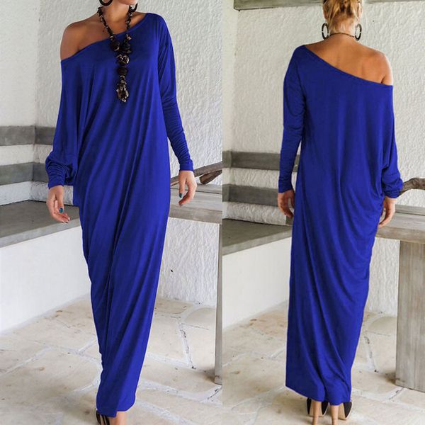 

casual dresses wholesale-womens maxi long dress sleeve fall full loose wrap oversize irregular elegant party vestidos k9m2, Black;gray