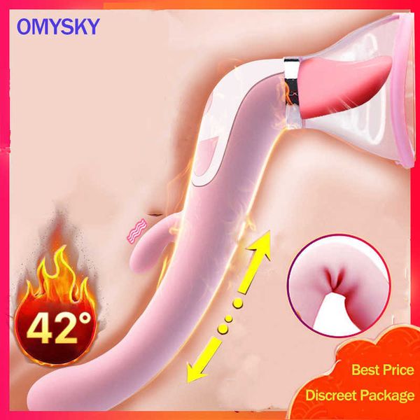 OMYSKY Saugen Vibrator Blowjob Zunge Vibrierende Nippel Sauger Erwachsene Oral Lecken Klitoris Vagina Stimulator Sex Spielzeug für Womenp0804