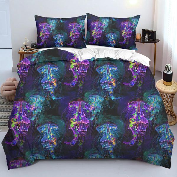 

bedding sets comfortable set luxury jellyfish pattern simple  king sizes duvet cover pillowcase 3 pieces polyester