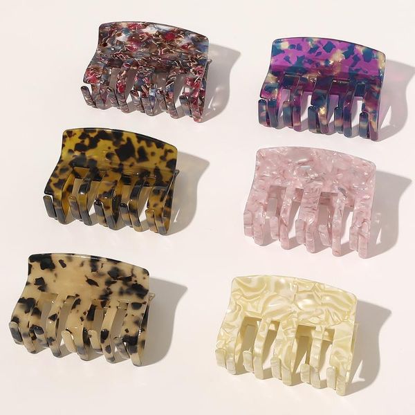 

hair clips colorful geometric leopard marble print acrylic hairpins acetate combs shape women girls accessories