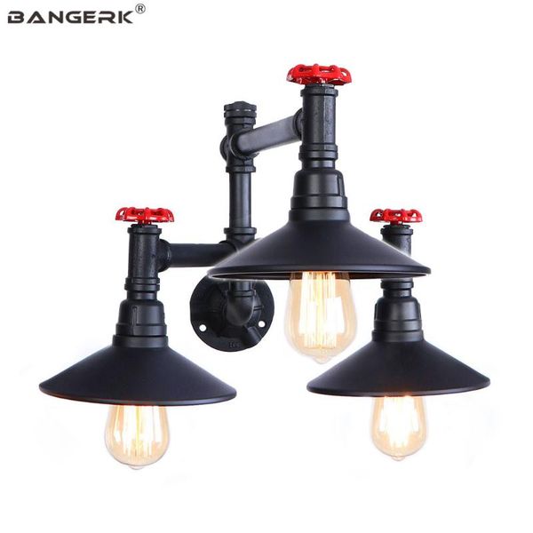 

wall lamp vintage led bedside retro iron water pipe lights switch loft decor edison sconce home lighting