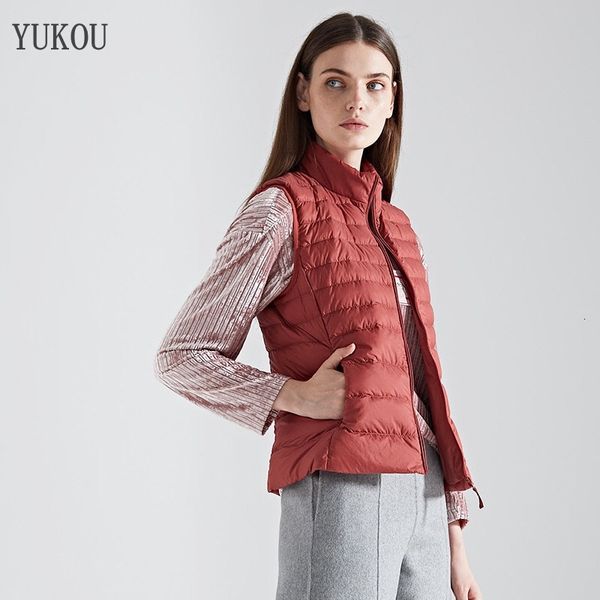 

leather women vest coats fashion female white duck light down jacket version windproof warm, Black