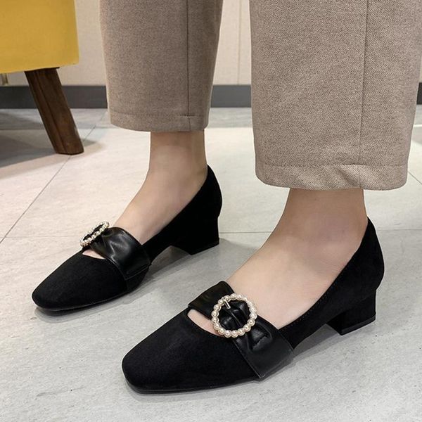 

dress shoes bonjomarisa office lady red spring pumps pearl slip on casual women high heels weddging buckle design comfy woman, Black
