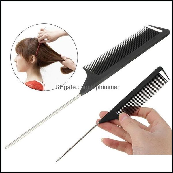 

brushes care & products fashion salon black fine-tooth metal pin anti-static style rat tail comb mas hair styling beauty tools pente drop de, Silver