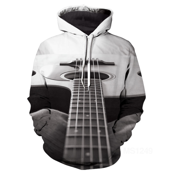 

men's hoodies & sweatshirts sell funny 3d men/women hooded gray guitar print pullover harajuku casual streetweaer loose hoodie, Black