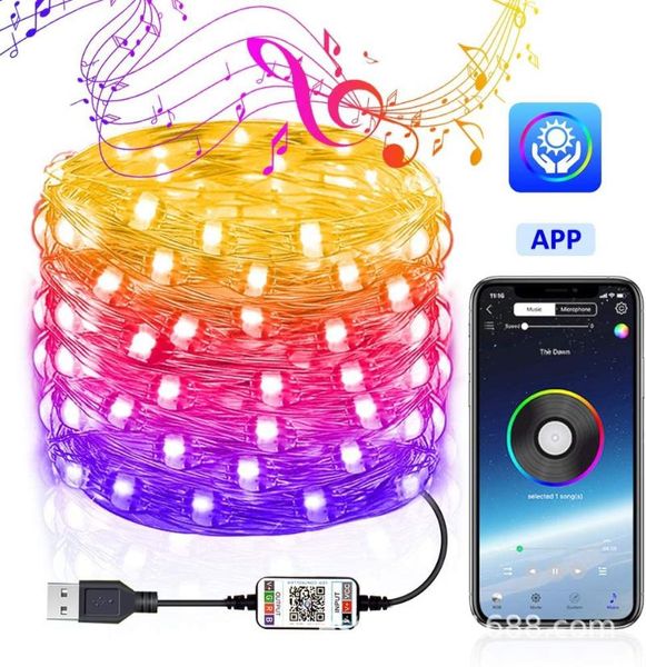 Saiten Produkt USB Lichterkette Handy APP Kupferdraht Weihnachtsdekoration Bluetooth MobileApp