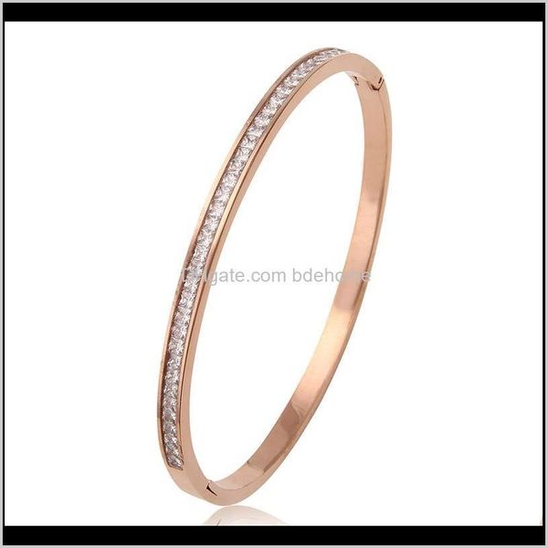 

bangle drop delivery 2021 womens bracelet jewelry rose gold stainless steel cuff bracelets with shiny crystals waj0905 uac87, Black