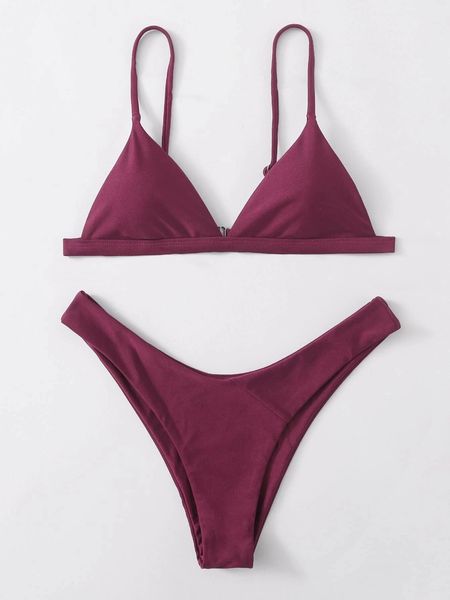 

2021 split bikini solid swimsuit 2053, White;black