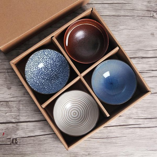 

set of 4 japanese ceramic tableware creative bowl household soup rice dishes dinnerware gift bowls