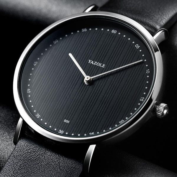 

Wristwatches YAZOLE Simple Casual Elegant Leather Quartz Watch Reloj Hombre Relogio Mens Watches Fashion Men's Wristwatch Erkek Kol Saati, As the picture1