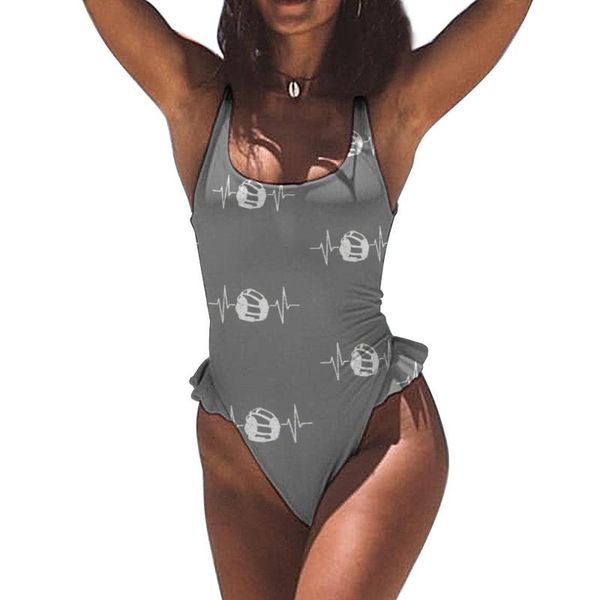 

one-piece suits heartbeat swimsuit frilly pattern bathing swimwear female whole sale onepiece suit