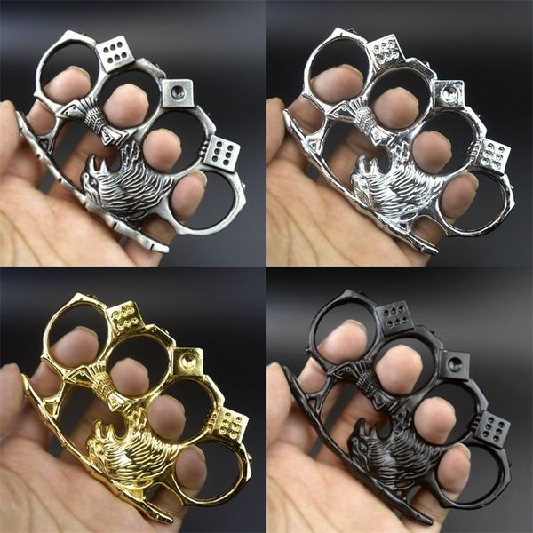 

metal eagle knuckle protective gear four fingers dice duster outdoor women men self defense knuckles ring boxing 5 8kgb q2