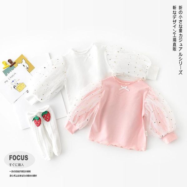 

shirts spring kids girls super fairy bottoming shirt, White;black