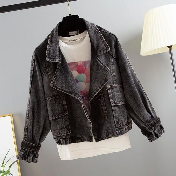 

women's jackets spring autumn vintage women short denim female loose large size coats korean casual student outerwear jacket, Black;brown