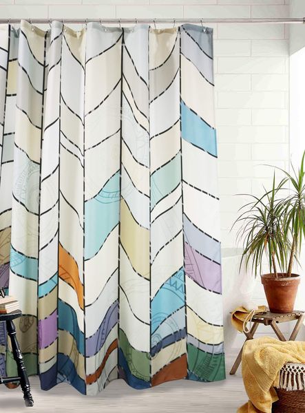 

modern fabric shower curtain, 160gsm thicker vintage colorful patchwork geometric chevron bathroom shower curtain sets,