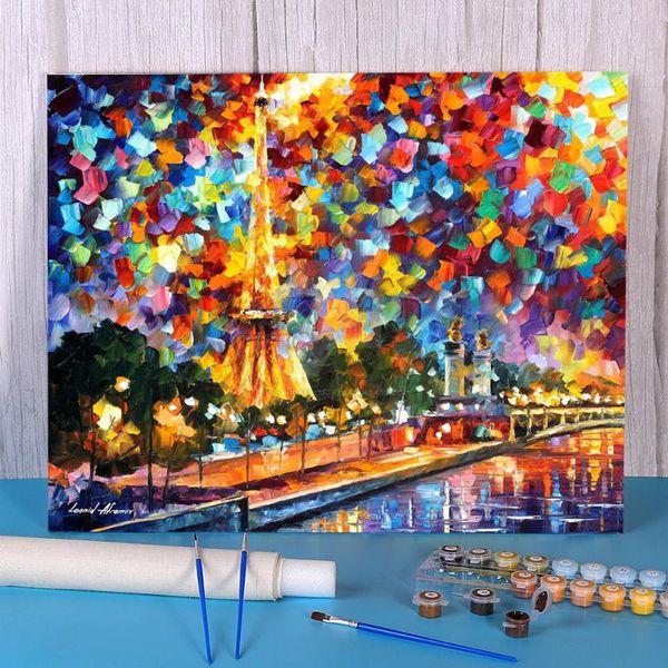 

paintings mysterious night in paris diy painting by numbers complete kit oil paints 50*70 boards decoration handicraft