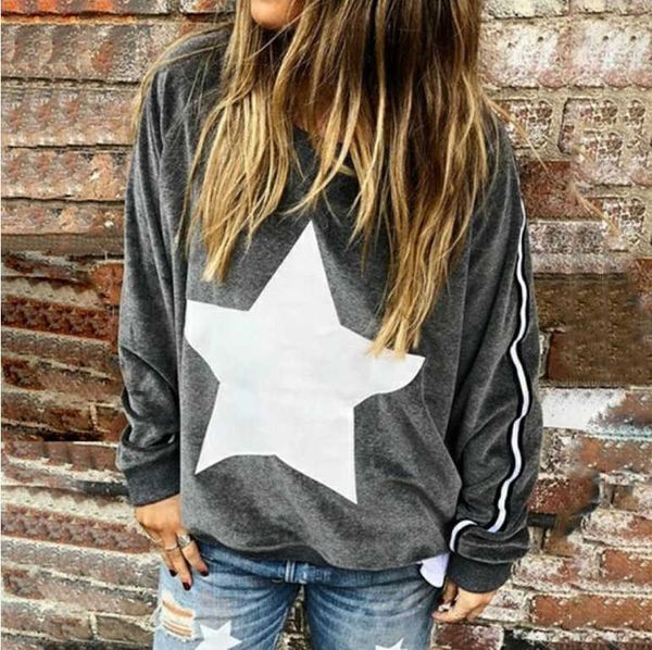 

casual dresses europe and the united states standard female star woman impression loose around neck long sleeve with red hoodie kms7, Black;gray