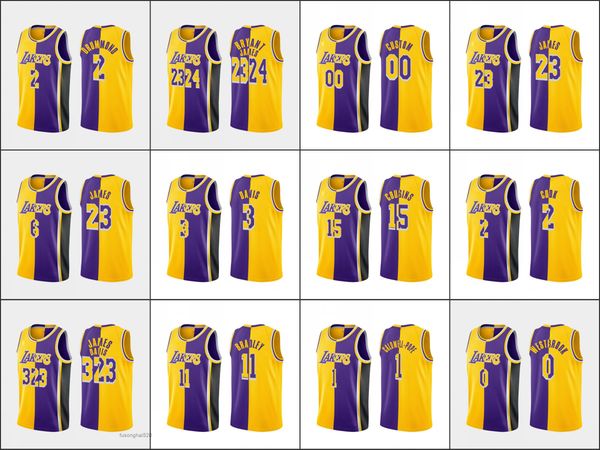 

printed custom men los angeleslakerslebronjames russell westbrook andre drummond anthony daviscustom jersey gold purple, Black